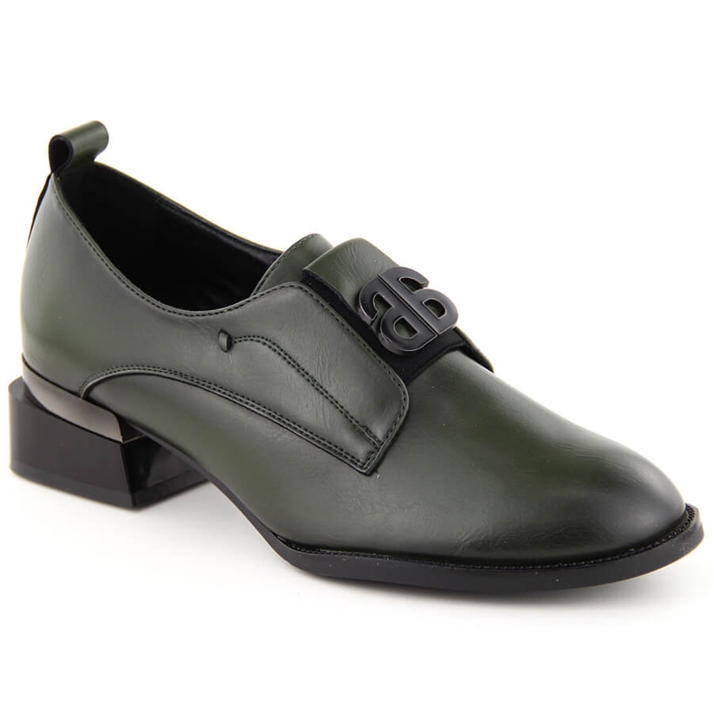 Zapatos de tacón slip-on mujer en piel, verde Vinceza 25-58349