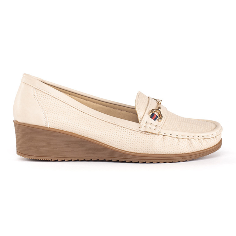 Mocasines cuña crema beige