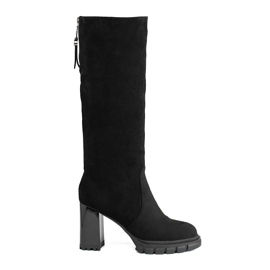 Botas de tacón de ante negro