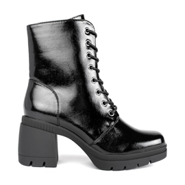 Botines altos charol negro con cordones de Sergio Leone