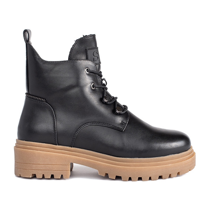 Botines negros con cordones y suela beige de Sergio Leone