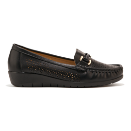 Mocasines negros calados con cuña baja