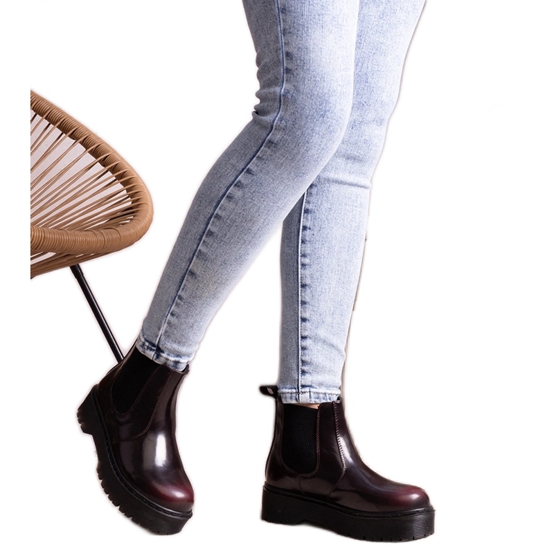 Botas de plataforma burdeos de Lessaya rojo Botas de plataforma burdeos de Lessaya rojo