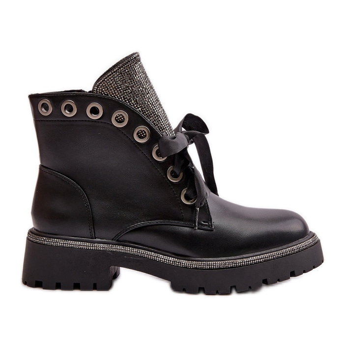 Botines Cálidos Mujer Piel Ecológica Decorados Negro Rilatha