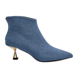 Botines De Mujer Vaquero Con Tacón Alto Terlena Azul