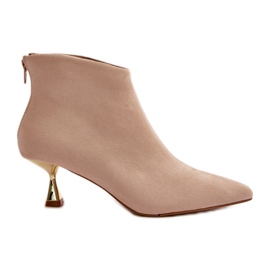 Botas Mujer Tacón Alto Ante Ecológico Beige Terlena
