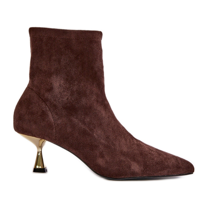 Botas De Mujer Con Tacón Alto De Ante Ecológico Con Puntera En Punta Marrón Irithare Botas De Mujer Con Tacón Alto De Ante Ecológico Con Puntera En Punta Marrón Irithare