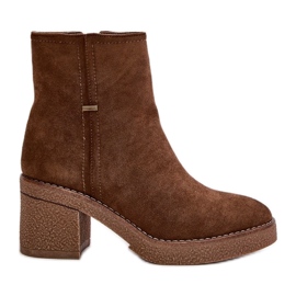 Botas De Mujer Con Tacón Alto Ante Eco Aislante Marrón Arkesia