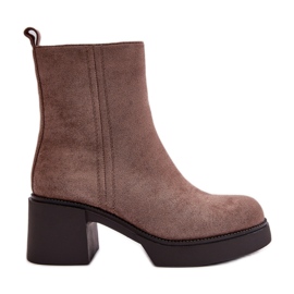 Botines Mujer Eco Ante, Aislados, Beige Oscuro, Meriluna