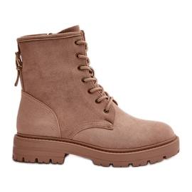 Botas Obrera Mujer, Cálidas, Con Cremallera, Ante Ecológico, Beige Mardia