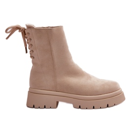 Botines de tacón plano de ante Lakyta beige