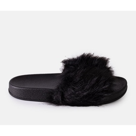 Chanclas Candy negro con pelo.