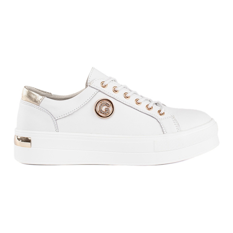 Goodin Zapatillas de piel blanca con suela gruesa. blanco