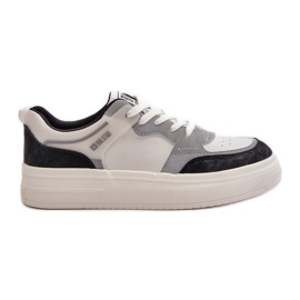 Zapatillas Bajas de Mujer Fabricadas en Piel Ecológica Big Star OO274028 Blanco y Gris
