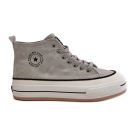 Zapatillas de mujer aisladas con plataforma de piel ecológica Big Star OO274070 Blanco gris