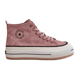 Zapatillas de mujer aisladas con plataforma de piel ecológica Big Star OO274068 Rosa rosado