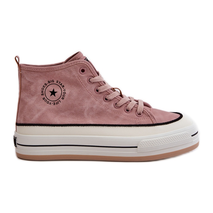 Zapatillas de mujer aisladas con plataforma de piel ecológica Big Star OO274068 Rosa rosado