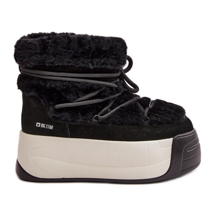 Botas de nieve para mujer de piel con suela gruesa y pelo Big Star OO274A206 Negro