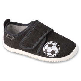 Pantuflas infantiles befado con velcro, aplicación bolita 902Y042, negro