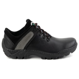 Olivier Zapatos trekking de piel para hombre 311GT, negro