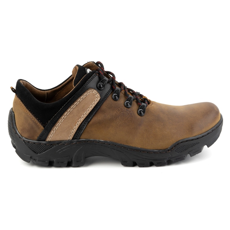 Olivier Zapatos trekking hombre piel 311GT marrón naranja