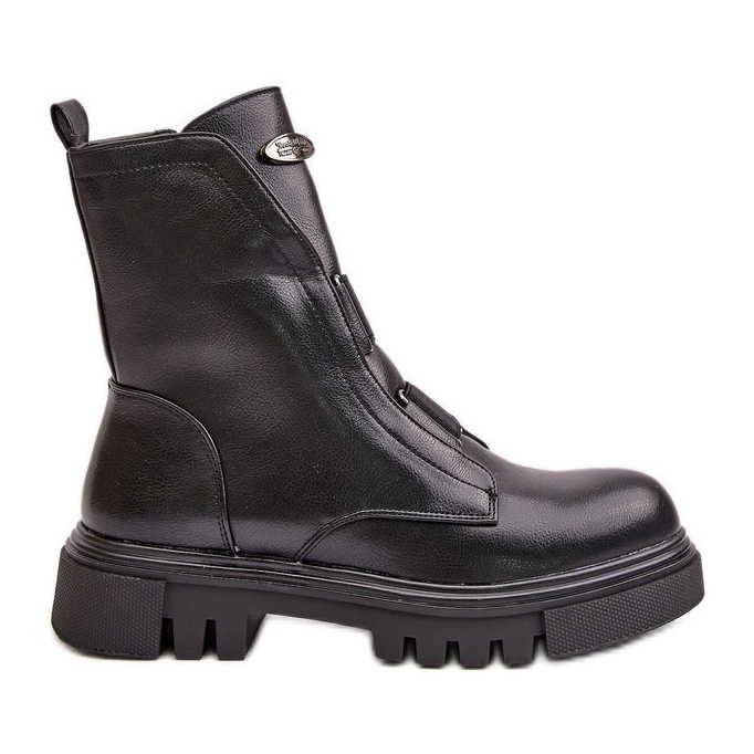 Botas de trabajo aislantes para mujer con cremallera, piel ecológica, negro Mailyra