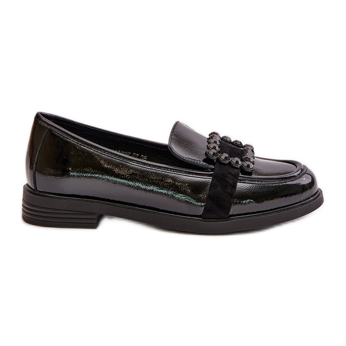 Mocasines Mujer Charol Con Adorno, Negro Vinceza 58389