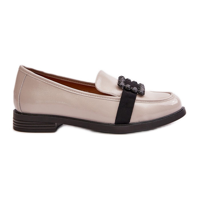Mocasines Mujer Charol Con Adorno, Gris Claro Vinceza 58389