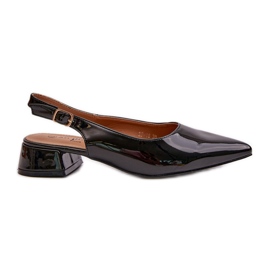 Bailarinas de tacón bajo Anarinne en charol negro con puntera en punta