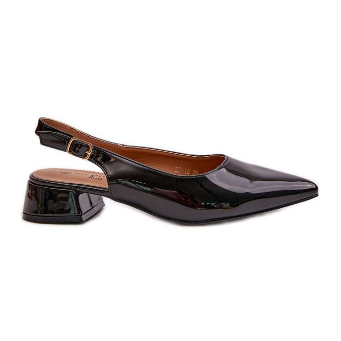 Bailarinas de tacón bajo Anarinne en charol negro con puntera en punta