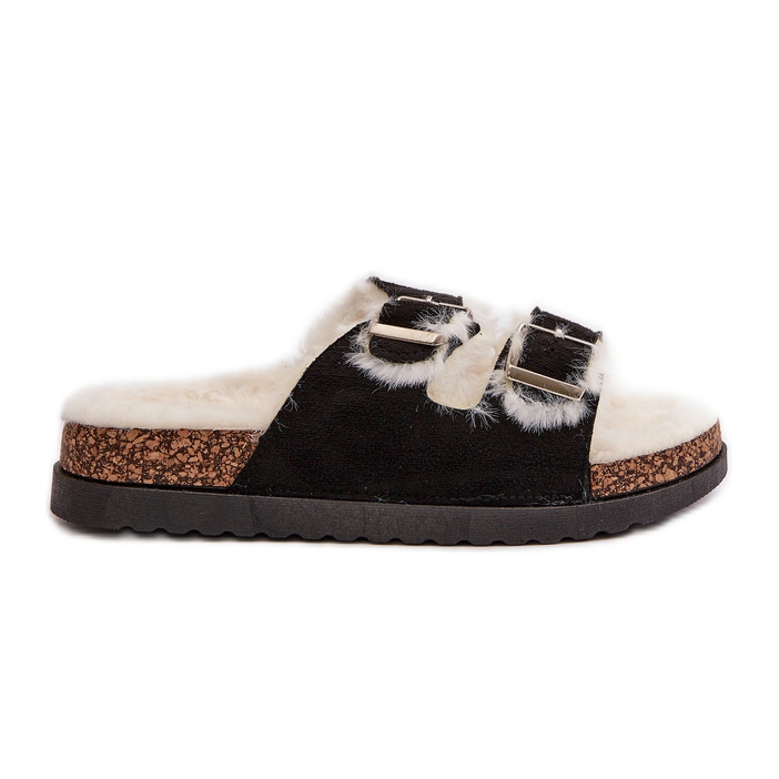 Zapatillas de Mujer Chanclas con Hebillas y Pelo, Negro Ezilena