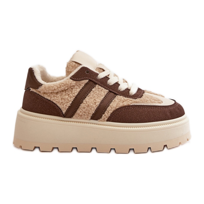 Zapatillas Deportivas De Mujer Con Plataforma Aislante Y Piel De Oveja, Marrón Daivlene