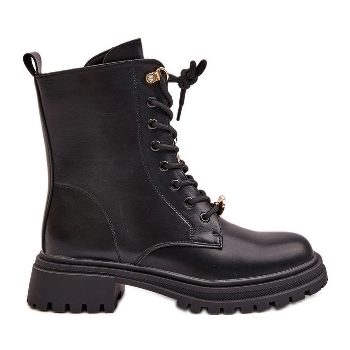 Botas Obrera Mujer Piel Ecológica Con Pins Negro Rianael Botas Obrera Mujer Piel Ecológica Con Pins Negro Rianael