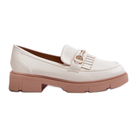 Mocasines De Mujer Con Adorno En Piel Ecológica, Blanco Tialorae