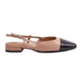 Bailarinas De Charol Beige Con Tacón Abierto, Kairael Beige Bailarinas De Charol Beige Con Tacón Abierto, Kairael Beige