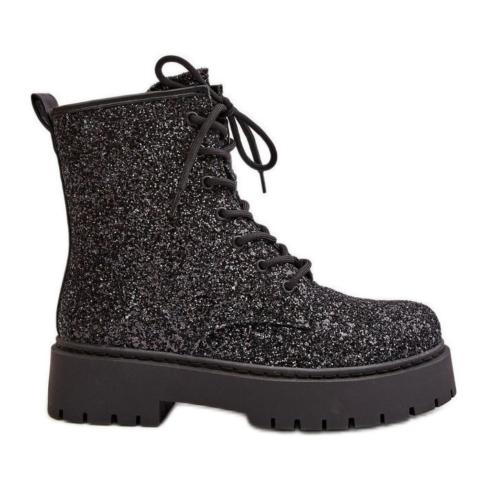 Botas de trabajo aislantes para mujer decoradas con lentejuelas, negro Liatheine