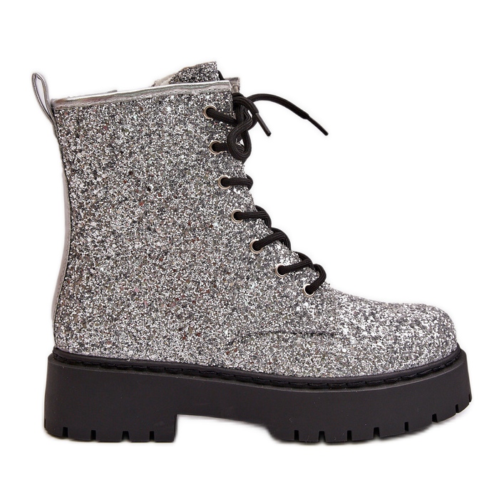 Botas de trabajo aislantes para mujer decoradas con lentejuelas, plateada Liatheine plata