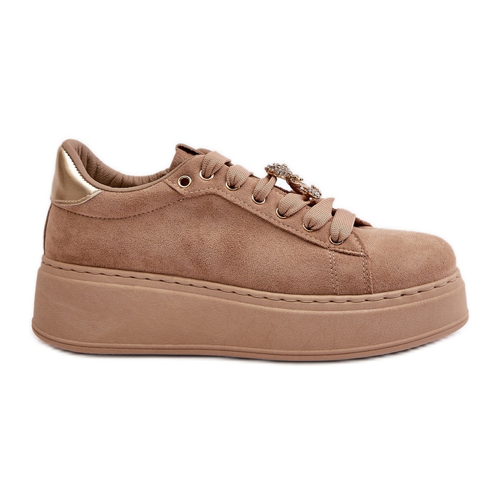 Zapatillas De Mujer Beige Con Plataforma Y Osito Vailina