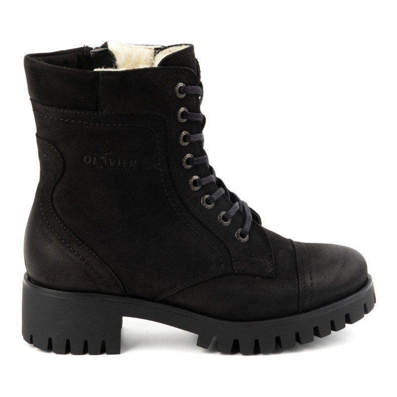 Olivier Botas de piel para mujer, botas de invierno con aislamiento, 272BB, negro