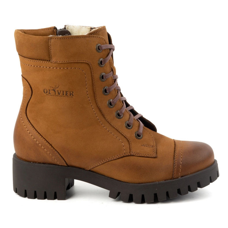 Olivier Botas de piel para mujer, botas de invierno con aislamiento, 272BB, marrón