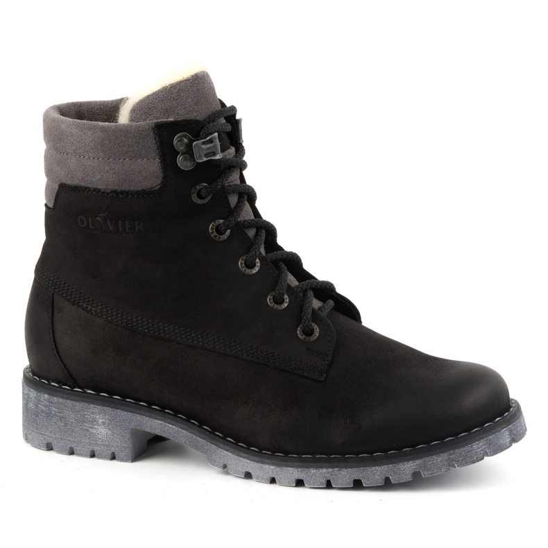 Olivier Botas de piel para mujer, botas de invierno con aislamiento, 365BB, negro