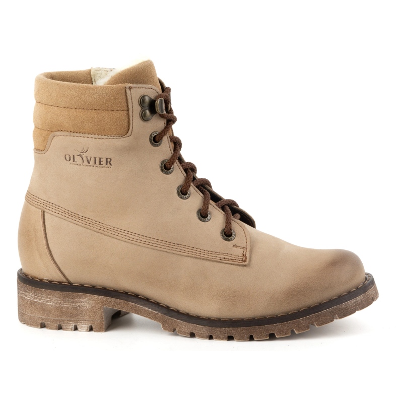 Olivier Botas de piel para mujer, botas de invierno con aislamiento, 365BB, beige