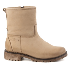 Olivier Botas de piel de invierno con aislamiento para mujer 340BB, beige