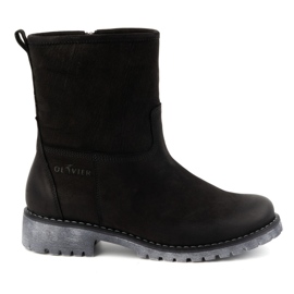 Olivier Botas de invierno de piel con aislamiento para mujer 340BB, negro