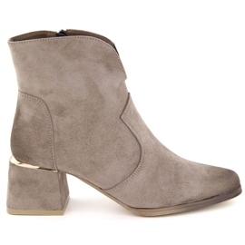 Botines de mujer en ante con tacón alto, beige Potocki 12422