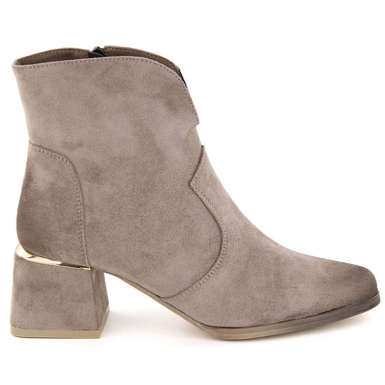 Botines de mujer en ante con tacón alto, beige Potocki 12422