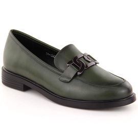 Zapatos señores de mujer con adorno, verde Potocki 12425