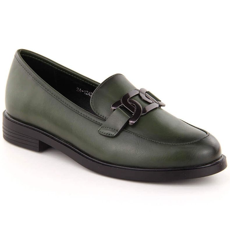 Zapatos señores de mujer con adorno, verde Potocki 12425