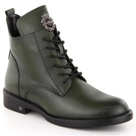 Botas de mujer con cordones y cremallera, verde Potocki SZ12179