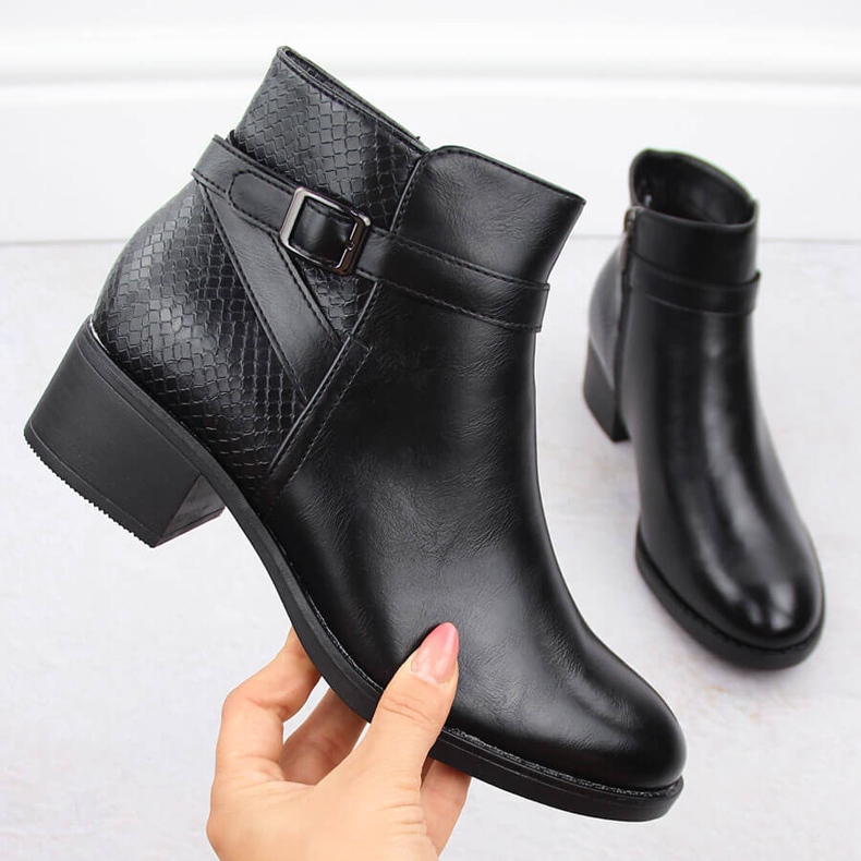 Botas aislantes de tacón alto para mujer, negras Potocki 12280 negro